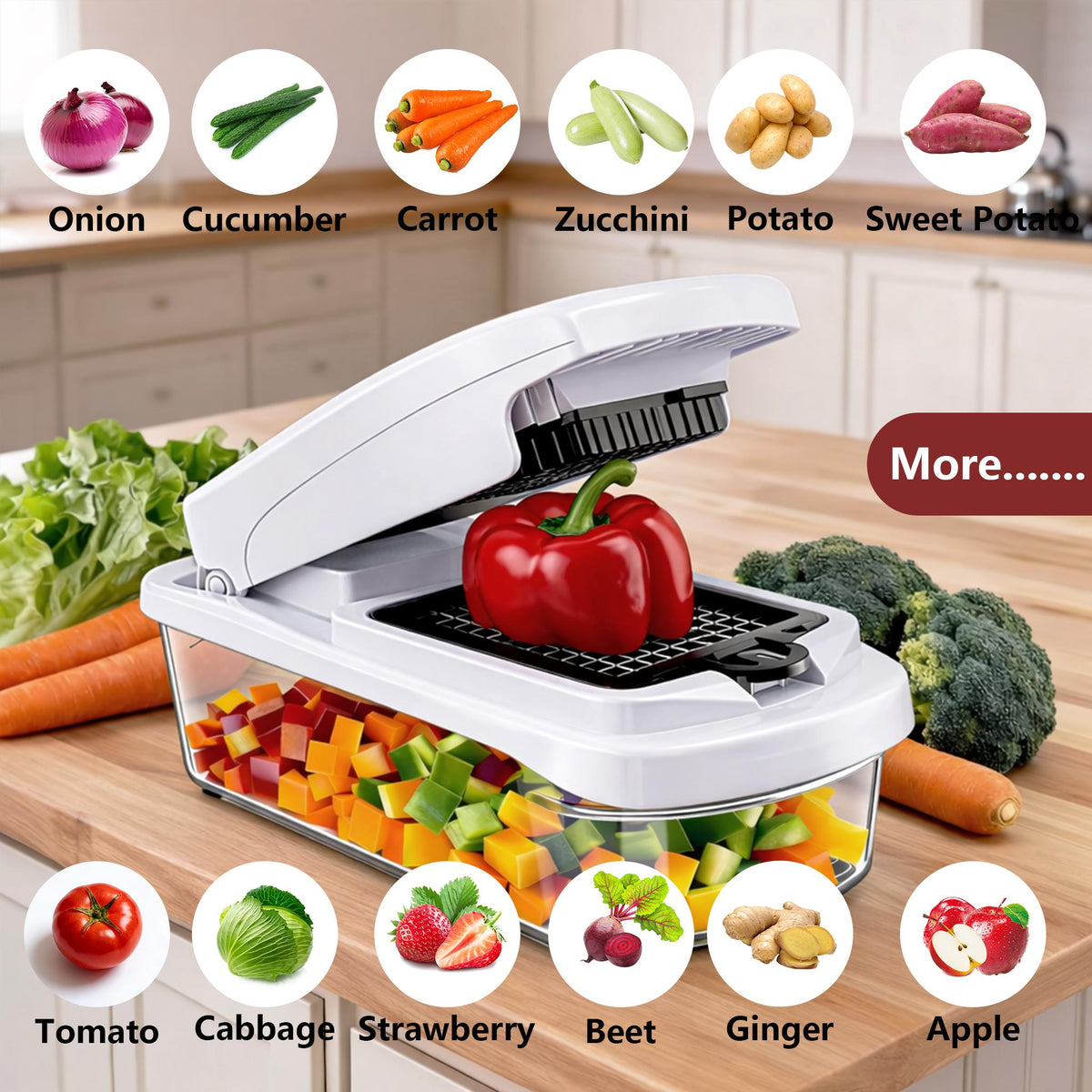 Multifunction Vegetable Chopper, Food Slicer, Dicer & Grater Tool