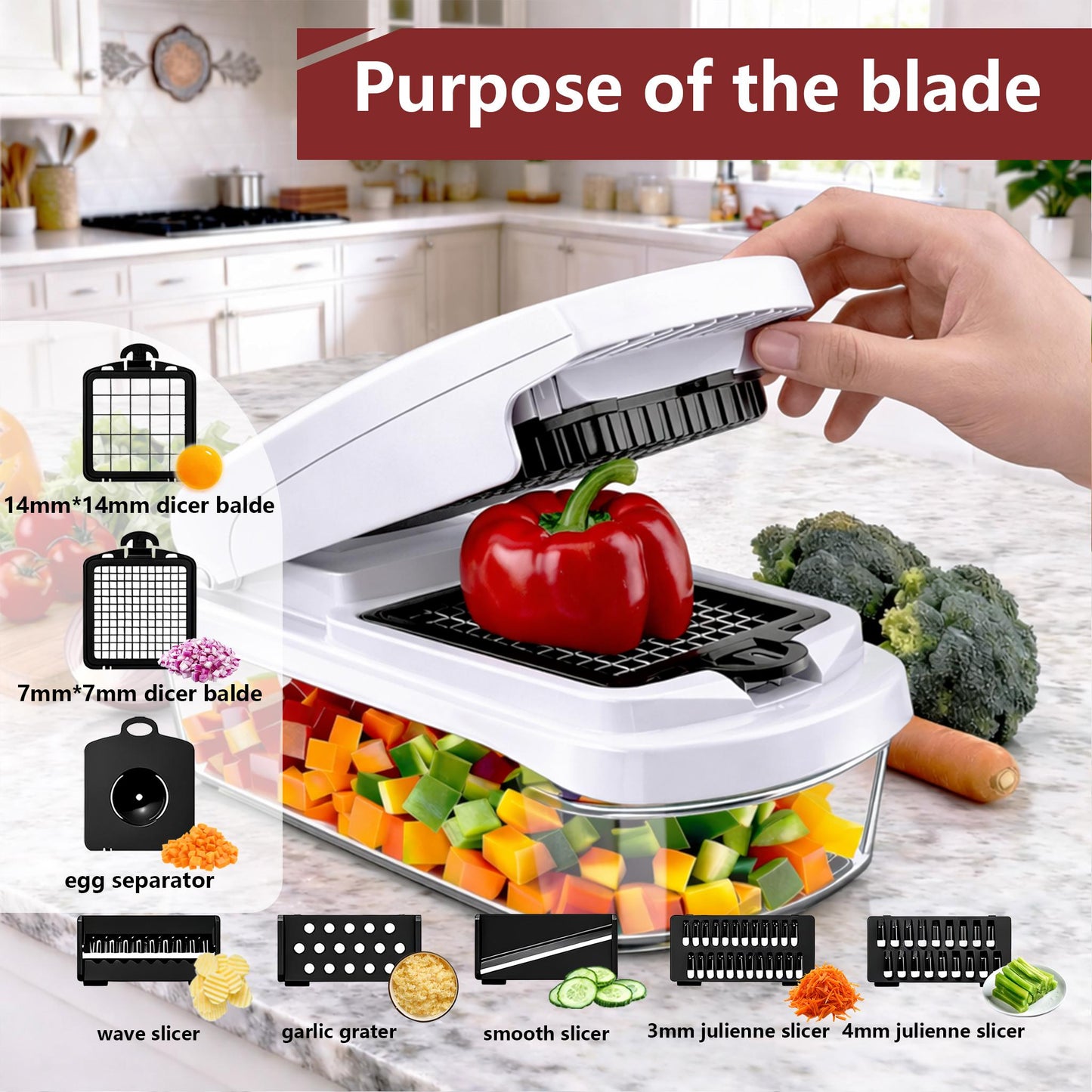 Multifunction Vegetable Chopper, Food Slicer, Dicer & Grater Tool
